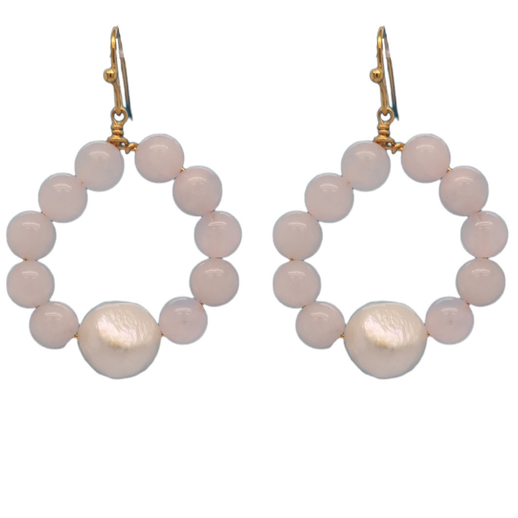 Nina Rose Quartz & Freshwater Pearl Drop Earrings