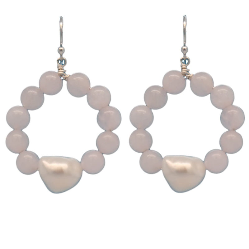 Nina Rose Quartz & Freshwater Pearl Hoop Earrings