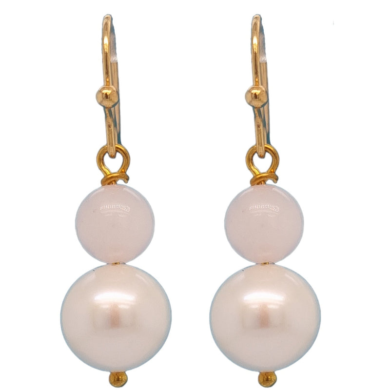 Nina Rose Quartz & Freshwater Pearl Drop Earrings