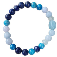 Azure Aquamarine, Blue Lace Agate, Apatite, Lapis and Kyanite Bracelet