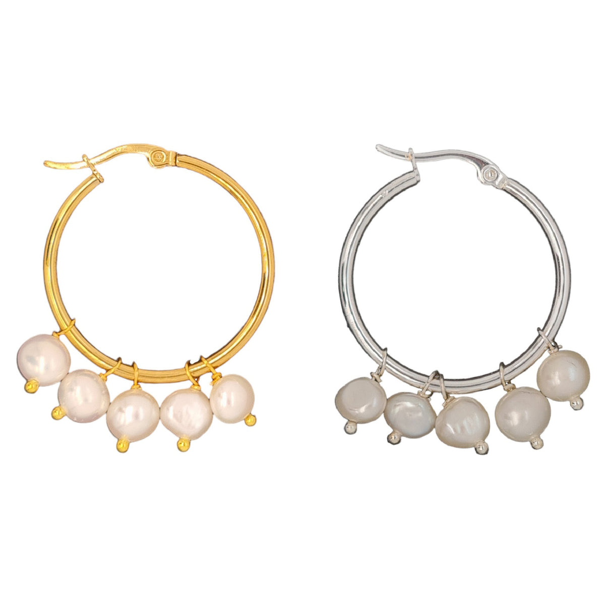 Dione Freshwater Pearl Hoop Earrings