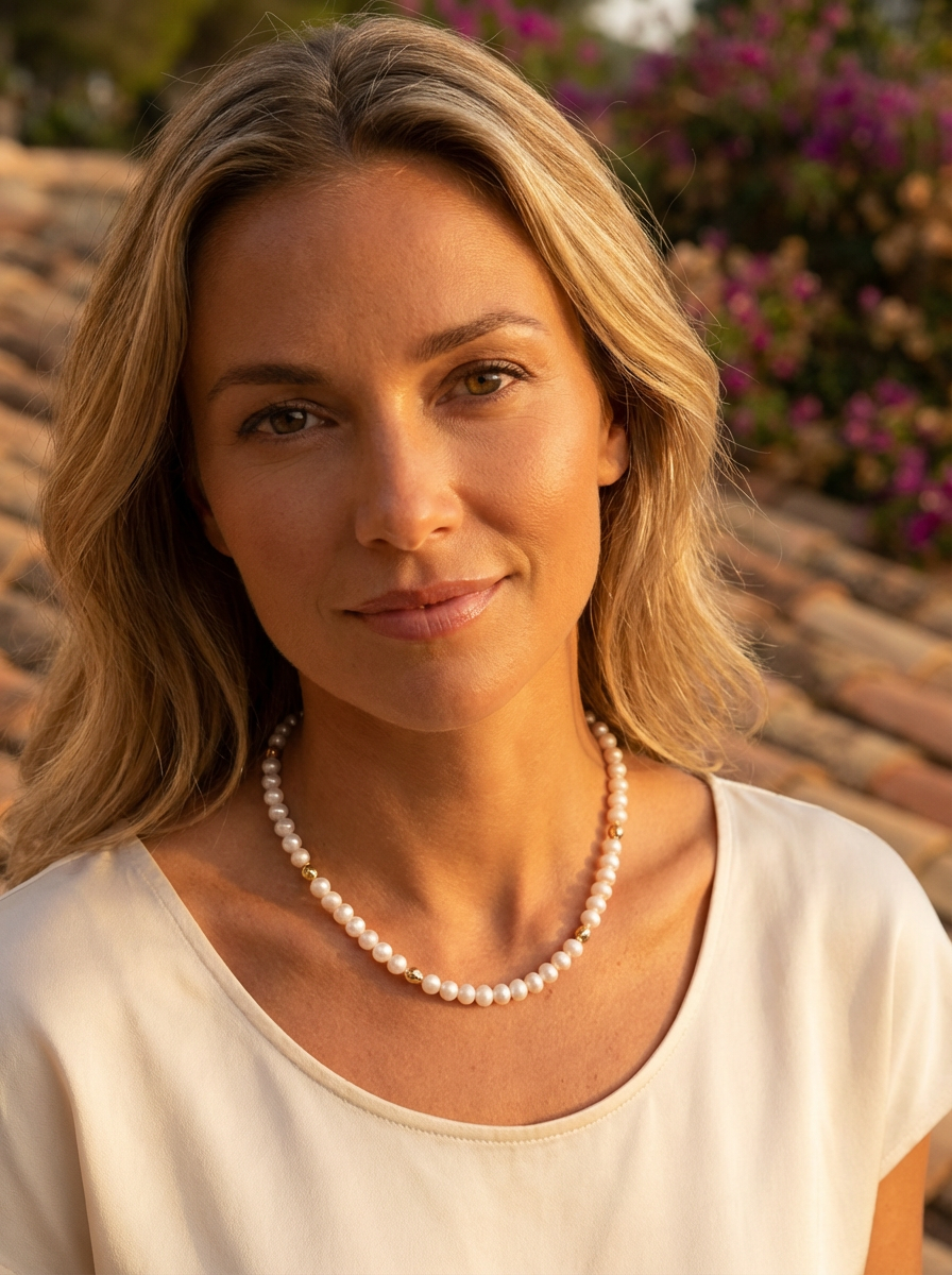 Adorn Freshwater Pearl necklace with gold beads