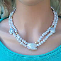 Adorn Freshwater Pearl necklace with gold beads