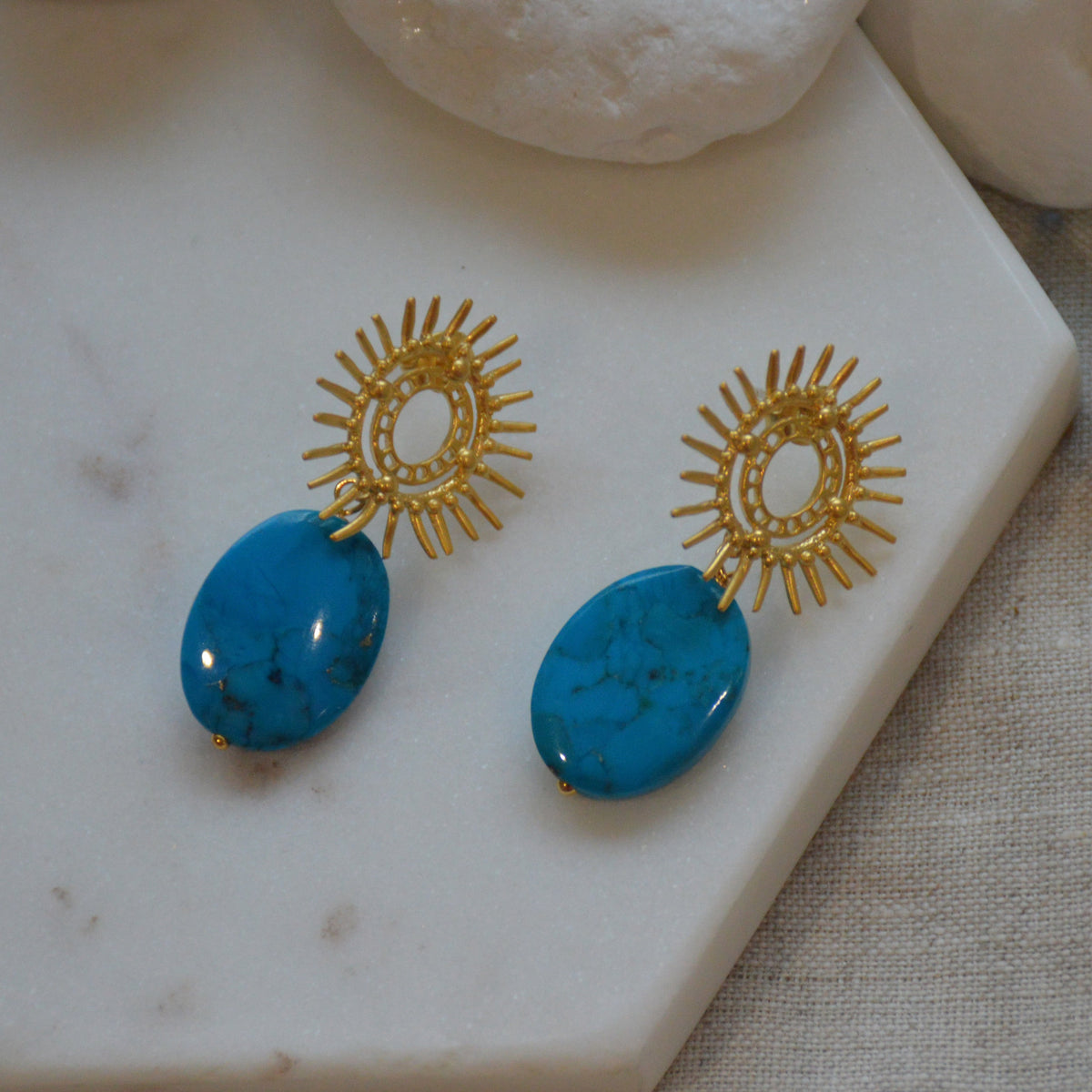 Alegra Arizonia Blue Turquoise Earring Gold or Silver