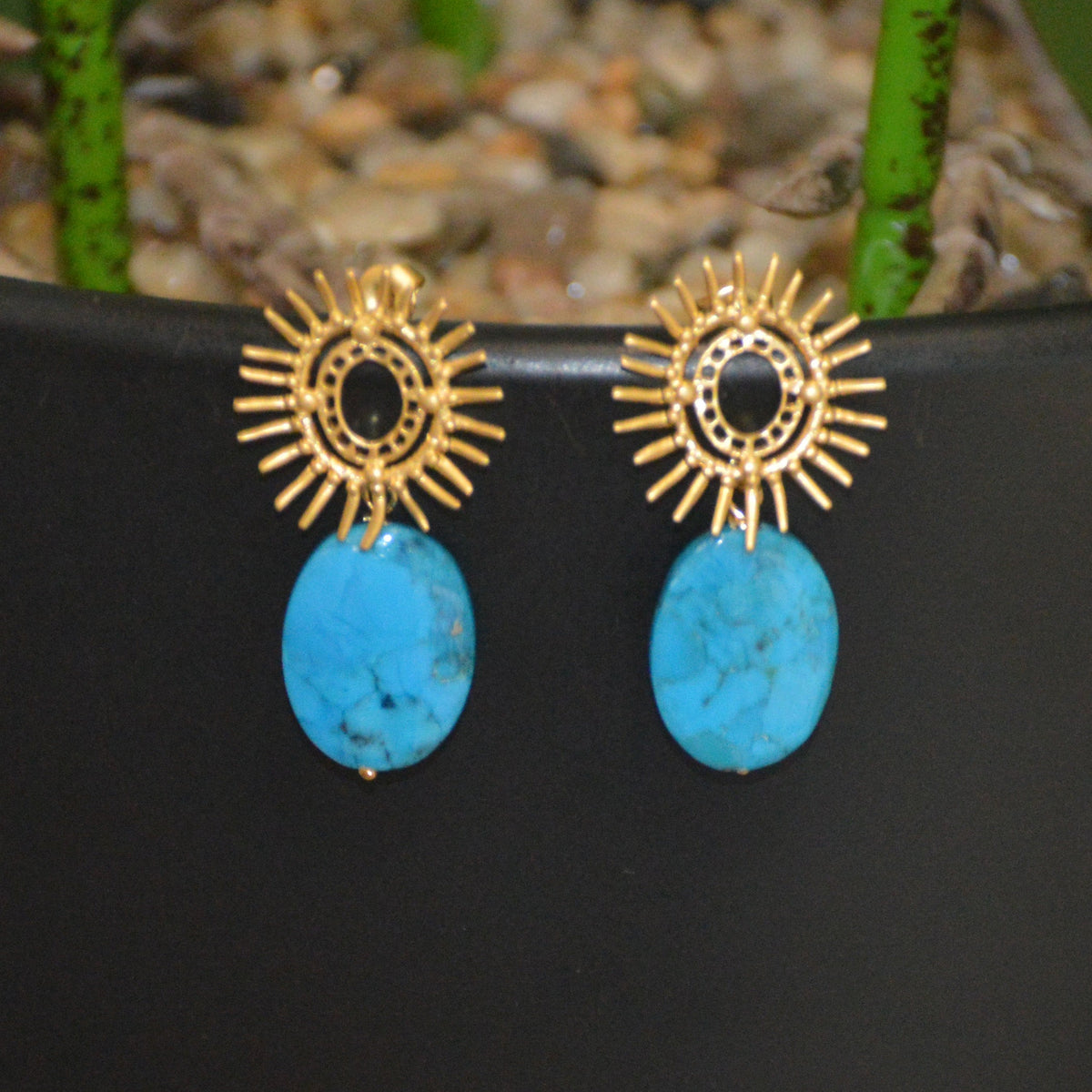 Alegra Arizonia Blue Turquoise Earring Gold or Silver