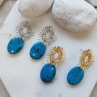 Alegra Arizonia Blue Turquoise Earring Gold or Silver