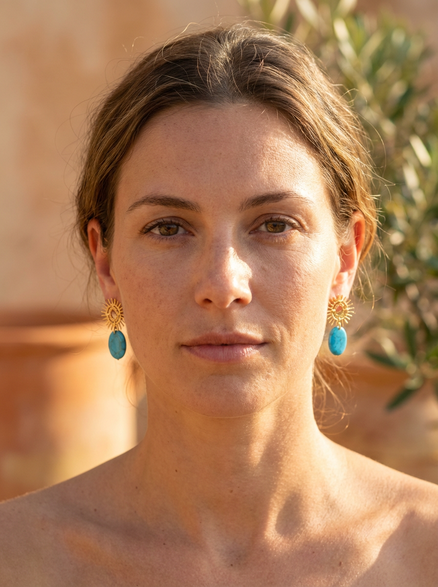 Alegra Arizonia Blue Turquoise Earring Gold or Silver