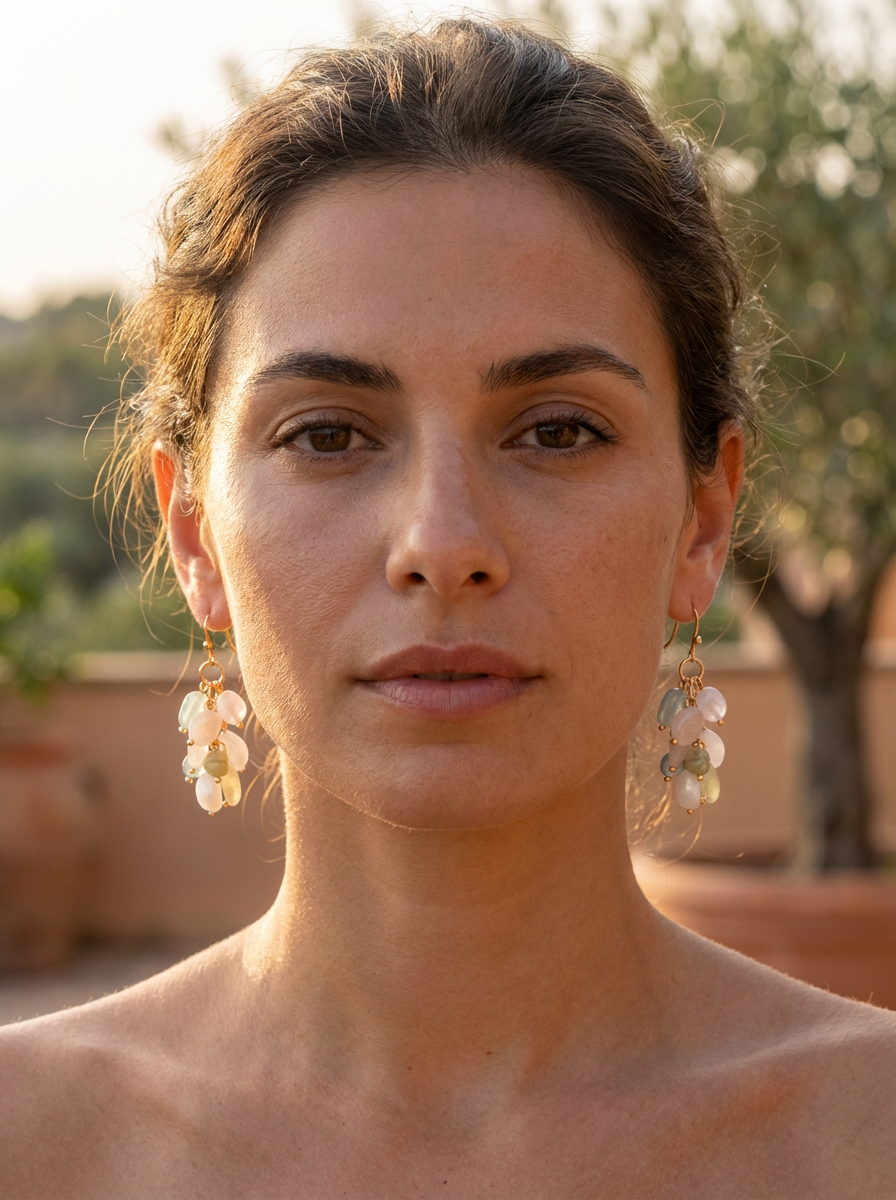 Alighieri Freshwater Pearl Gemstone Earrings - Beryl Aquamarine and Morganite