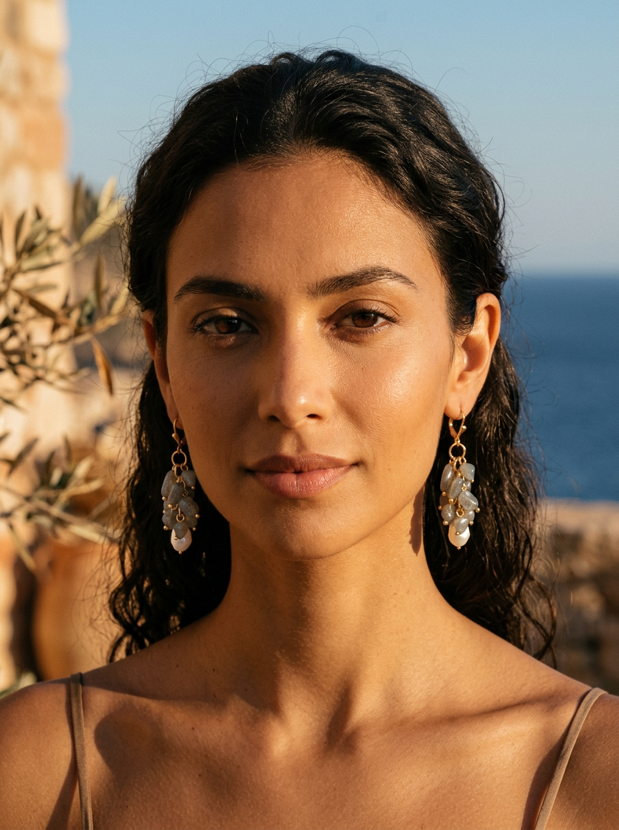 Alighieri Freshwater Pearl Gemstone Earrings - Labradorite