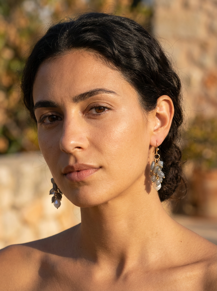 Alighieri Freshwater Pearl Gemstone Earrings - Labradorite