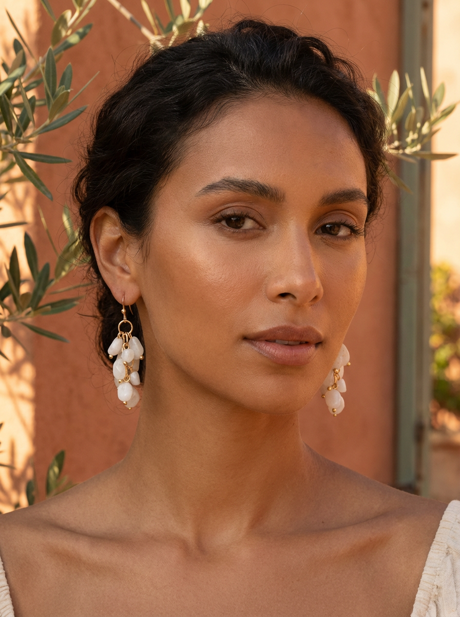 Alighieri Freshwater Pearl Gemstone Earrings - Moonstone