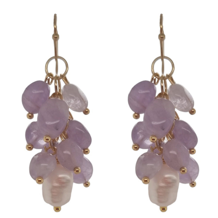 Alighieri Freshwater Pearl Gemstone Earrings - Amethyst