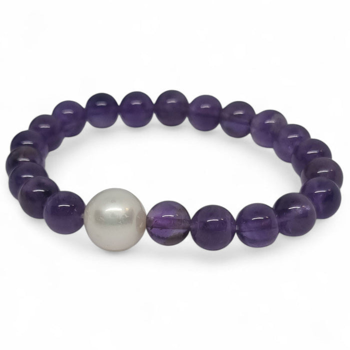 Amethyst and Freshwater Pearl Elastic Bracelet