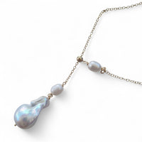 Amis Baroque Freshwater Pearl Slider Drop Necklace - Pearl