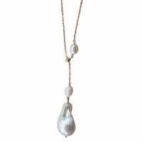 Amis Baroque Freshwater Pearl Slider Drop Necklace - Pearl