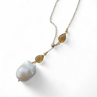 Amis Baroque Freshwater Pearl Slider Drop Necklace Citrine