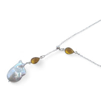 Amis Baroque Freshwater Pearl Slider Drop Necklace Citrine
