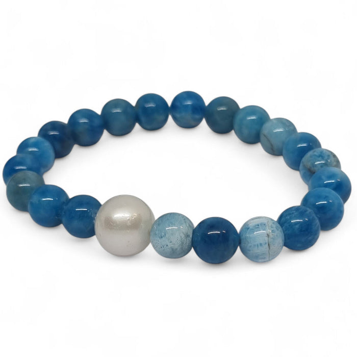 Apatite and Freshwater Pearl Elastic Bracelet