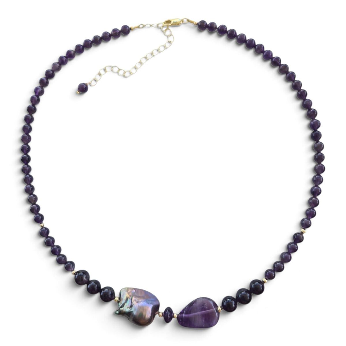 Astra Amethyst with Freshwater Baroque Grey Pearl Necklace