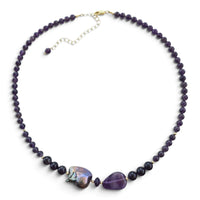 Astra Amethyst with Freshwater Baroque Grey Pearl Necklace