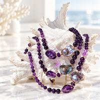Astra Amethyst with Freshwater Baroque Grey Pearl Necklace