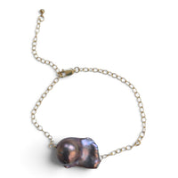 Astra Freshwater Baroque Grey Pearl Bracelet gold filled