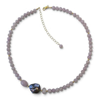 Astra Kunzite and Freshwater Baroque Grey Pearl Necklace