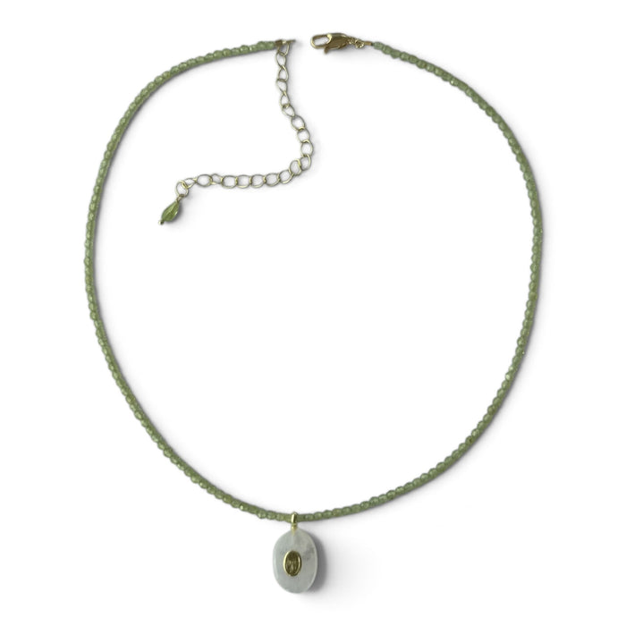 Aurevella Peridot Necklace with Clear Quartz Pendant