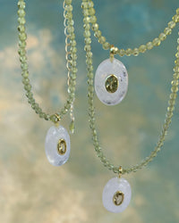 Aurevella Peridot Necklace with Clear Quartz Pendant