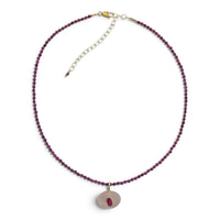 Aurevella Ruby Necklace with Rose Quartz Pendant