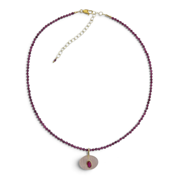 Aurevella Ruby Necklace with Rose Quartz Pendant