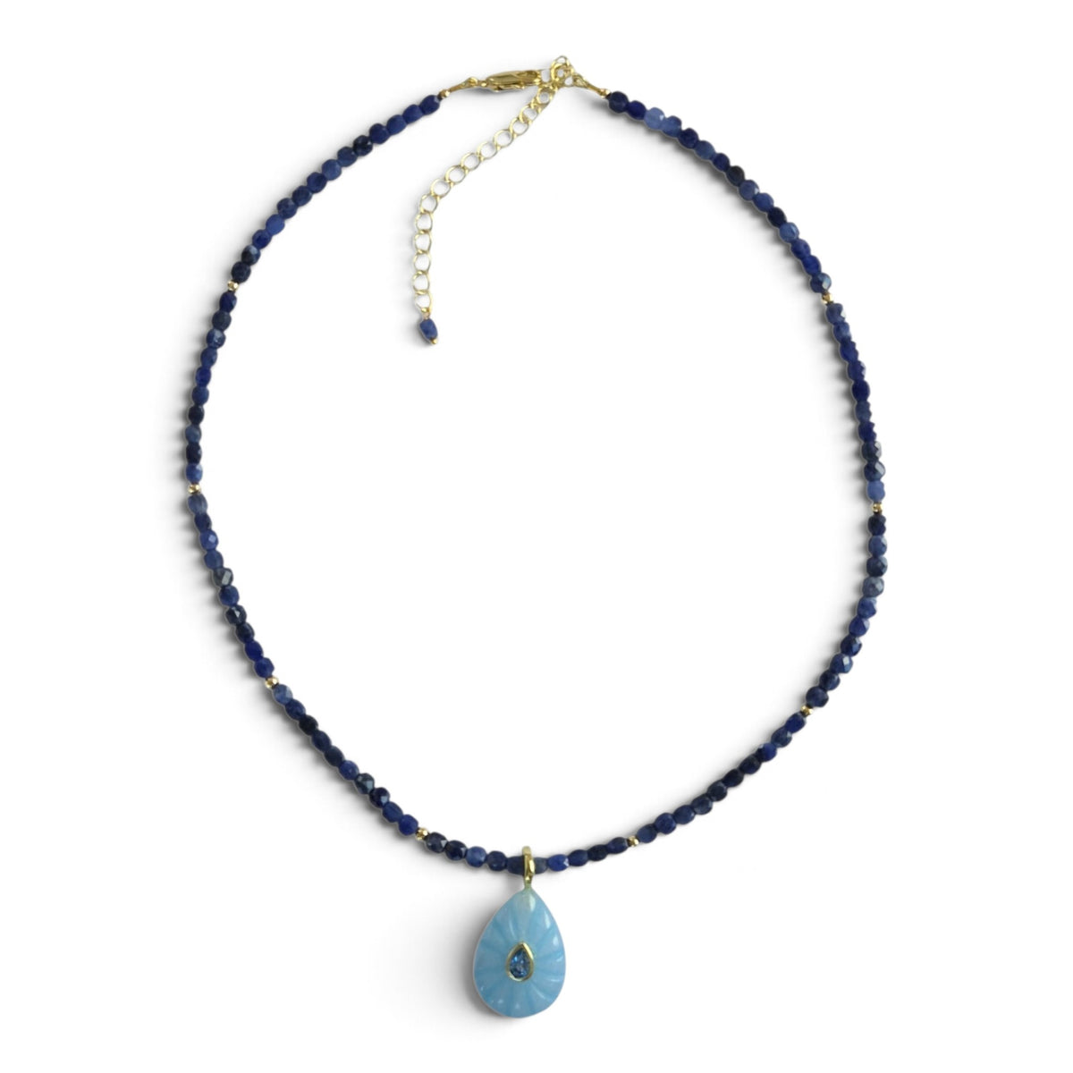 Aurevella Sodalite Necklace with Jade Pendant