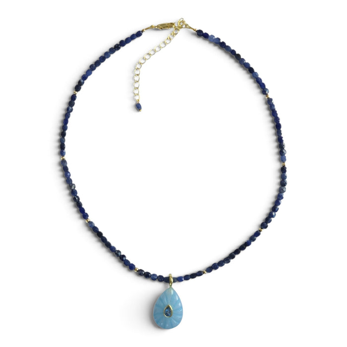 Aurevella Sodalite Necklace with Jade Pendant