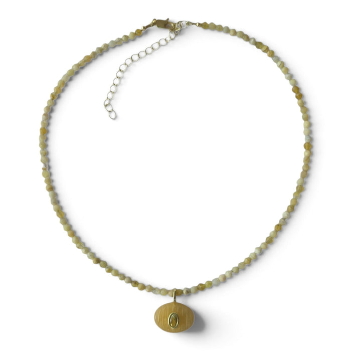 Aurevella Yellow Opal Necklace with Yellow Jade Pendant