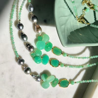 Aurevia Chrysoprase and Tahitian Pearl Necklace