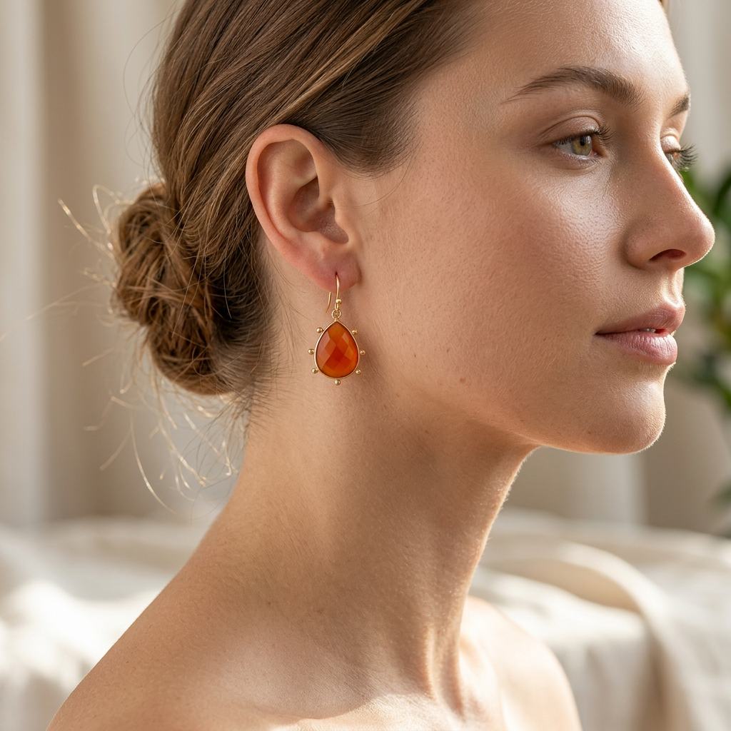 Aurulia Gemstone drop Earrings Carnelian