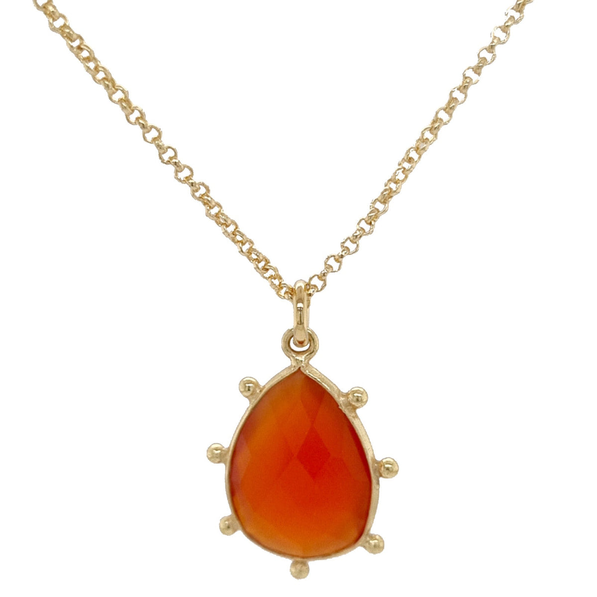 Aurulia Gemstone drop Necklace Chain Carnelian