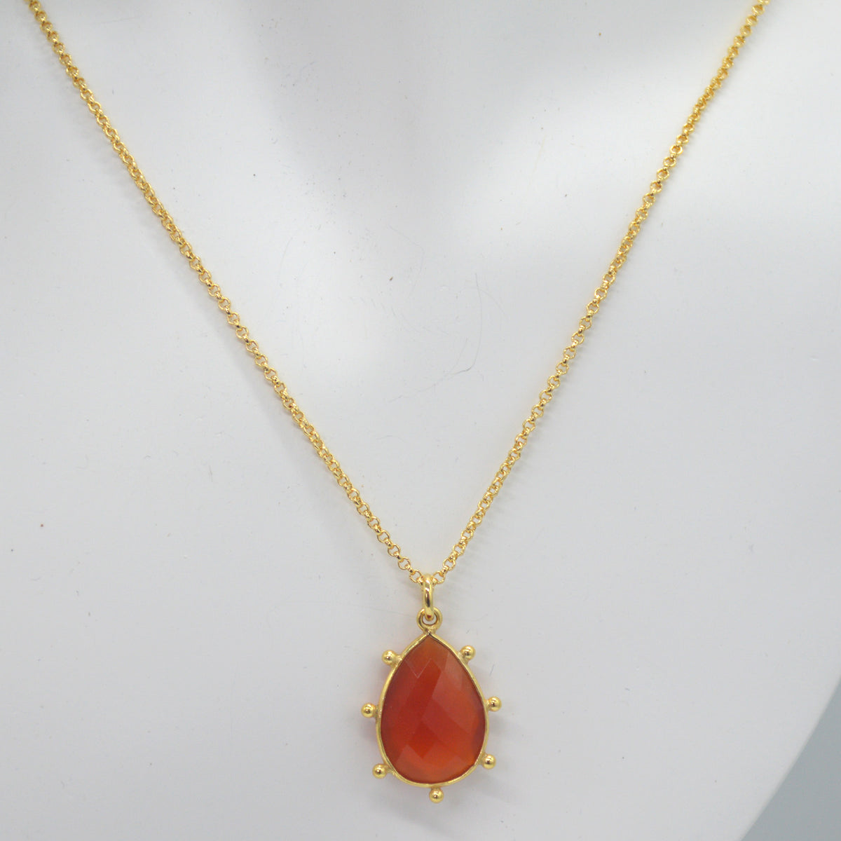 Aurulia Gemstone drop Necklace Chain Carnelian