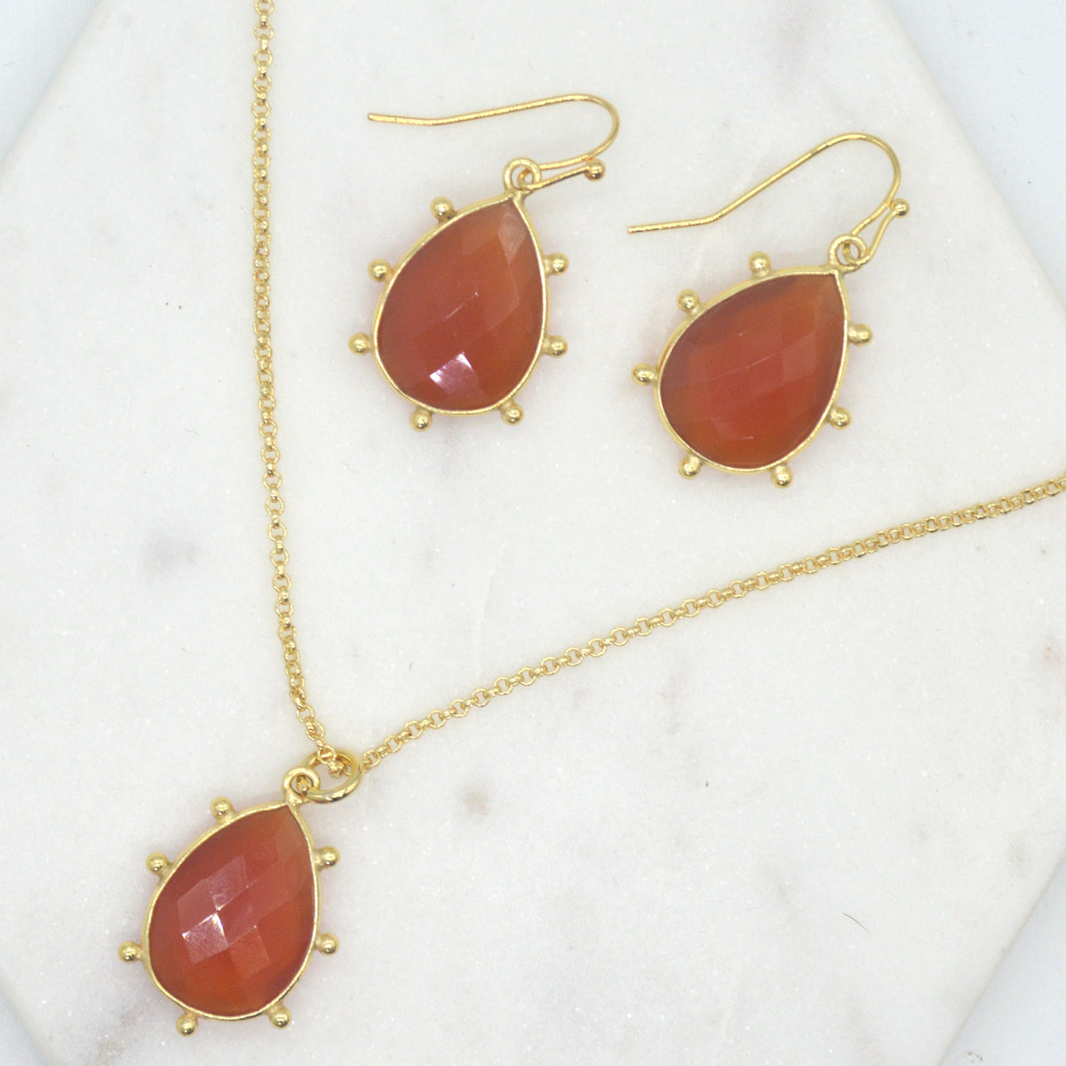 Aurulia Gemstone drop Earrings Carnelian