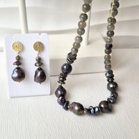 Averelle Grey Pearl with Labradorite Earrings