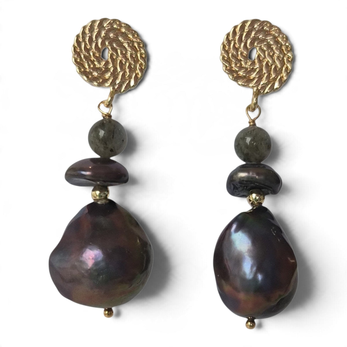 Averelle Grey Pearl with Labradorite Earrings