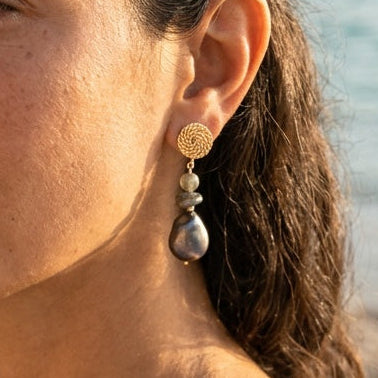 Averelle Grey Pearl with Labradorite Earrings