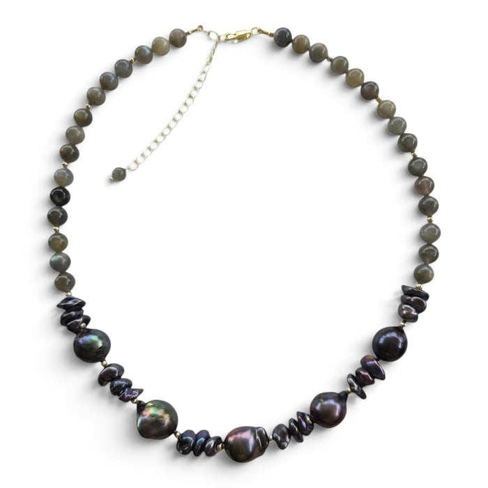 Averelle Grey Pearl with Labradorite Necklace