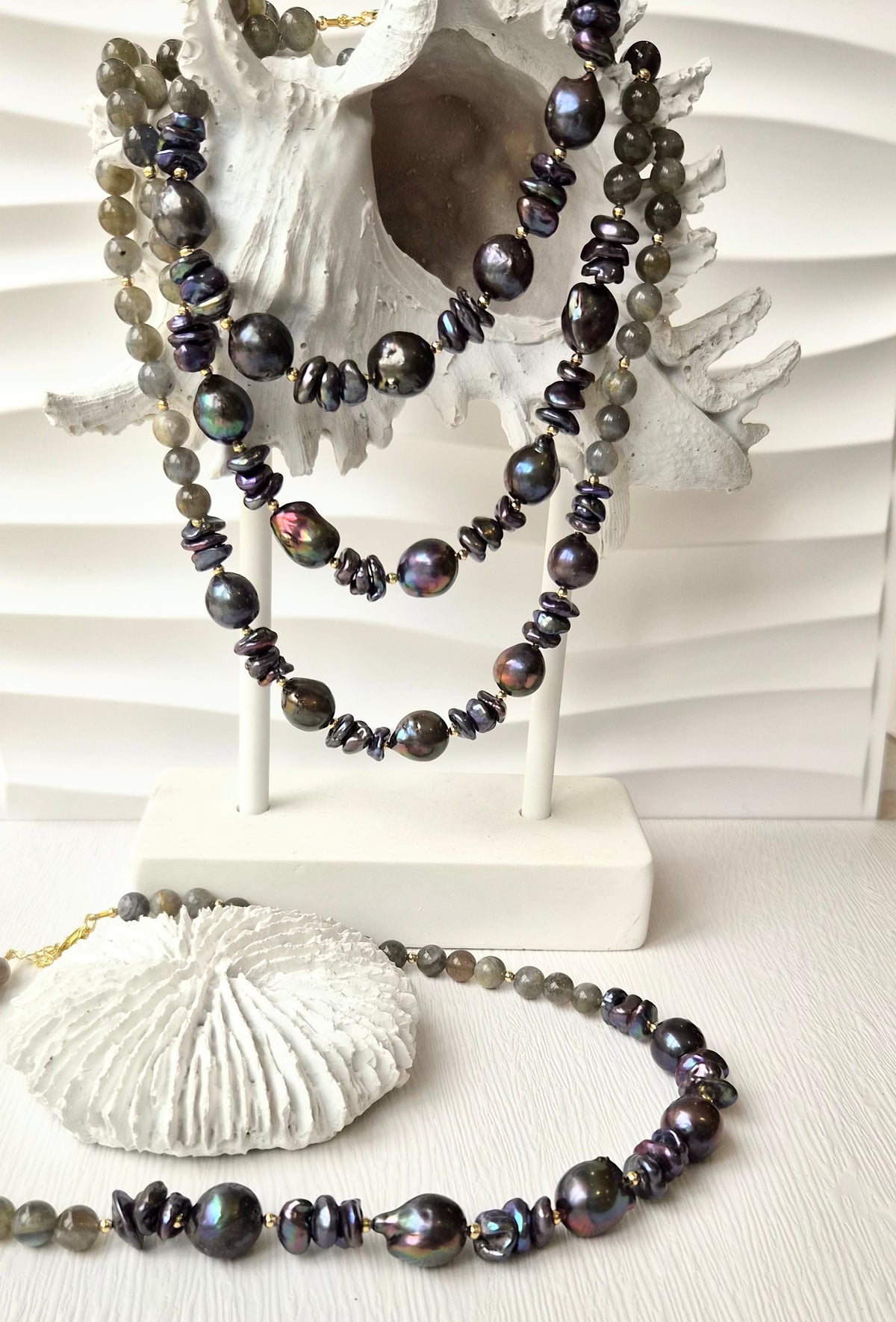 Averelle Grey Pearl with Labradorite Necklace