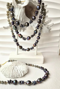 Averelle Grey Pearl with Labradorite Necklace