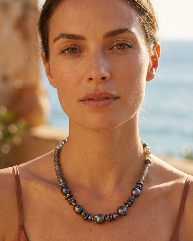 Averelle Grey Pearl with Labradorite Necklace