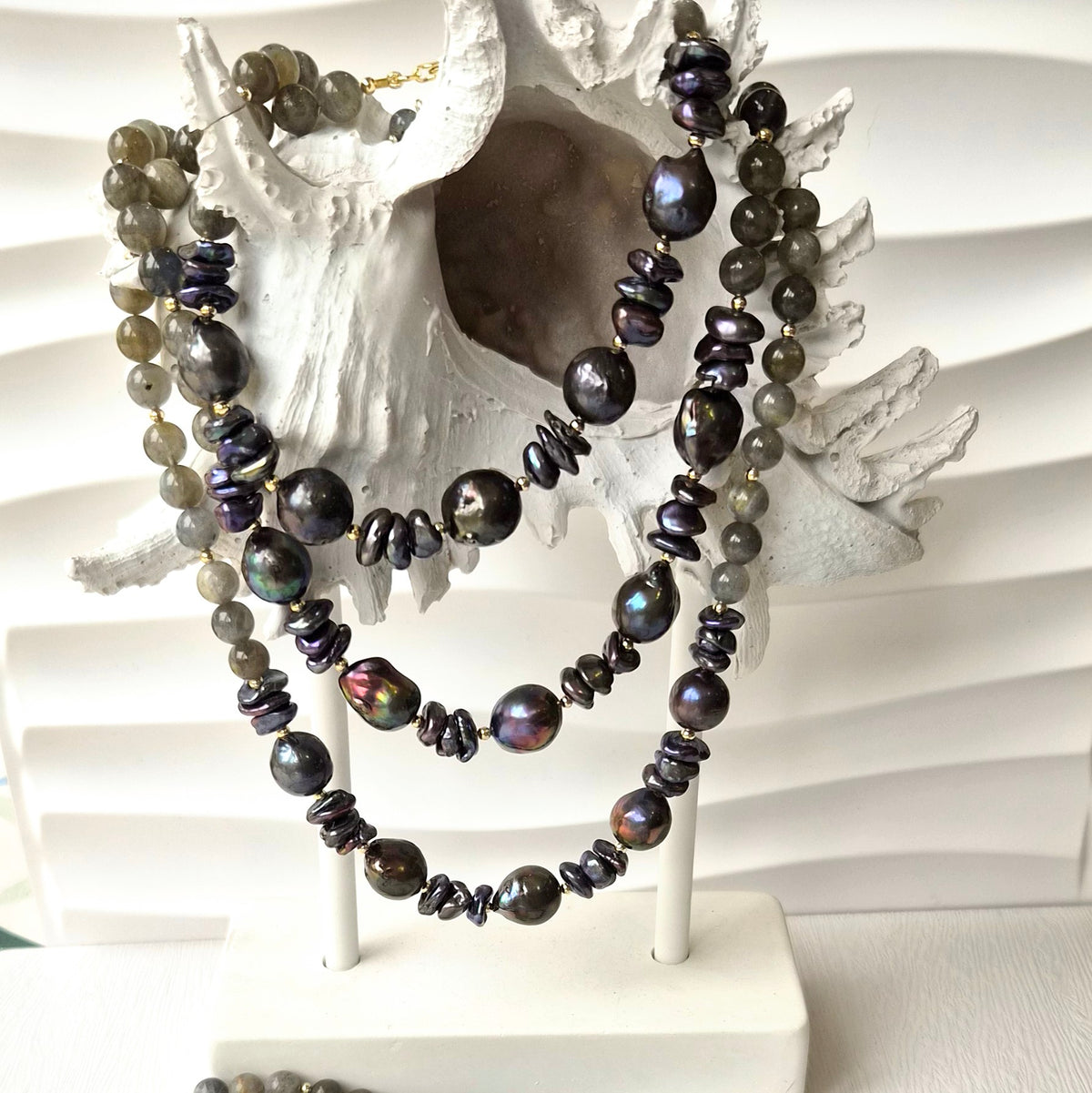 Averelle Grey Pearl with Labradorite Necklace