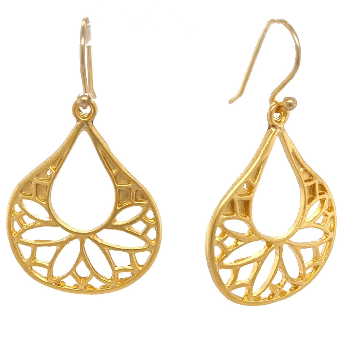 Azal Open Teardrop  Matt Gold or Silver Earring