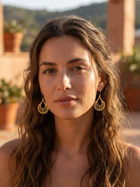 Azal Open Teardrop  Matt Gold or Silver Earring