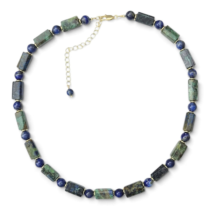 Azura Verde Azurite and Lapis Lazuli Necklace